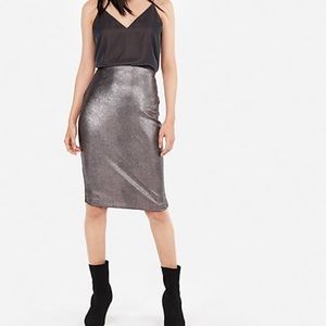 New High Waisted Metallic Snakeskin Print Skirt